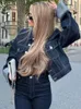 Jaquetas femininas moda denim para mulheres turn down colarinho mangas compridas frente botões de metal jaqueta casacos feminino streetwear chique outerwears 231016