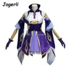 Genshin Impact Keqing – Costume de Cosplay, robe d'halloween pour femmes, uniforme de carnaval Lolita de demoiselle d'honneur, gants et chaussettes