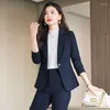 Dwuczęściowe spodnie damskie Y2K Kobiet pant pant Suit Formal Business Work Wear Blazer and Spoder Khaki Pink Black Female Samiw 2 Set 2 Set