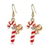 Dangle Earrings 6 Pairs Per Set Christmas Traditional Earring Decoration Tree Santa Red Candy Cane For Women Girls Xmas Party Gifts