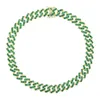 Fashion 5a Zircon Round Crystal cz paved tennis cuban Choker Necklace for Women Females Green Color CZ hip hop Jewelry Gifts X05092676