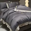 Conjuntos de cama 100s algodão egípcio luxo el estilo cor sólida conjunto bordado capa de edredão folha plana ou fronha cabida