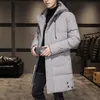 Vestes pour hommes veste en coton coréen hiver manteau allongé longueur moyenne genou épaissi vêtements à capuche 231016