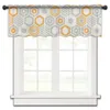 Cortina arte hexágono geometría naranja gris ventana pequeña tul transparente corto dormitorio sala de estar decoración del hogar cortinas de gasa