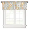 Rideau Art hexagone géométrie Orange gris petite fenêtre Tulle transparent court chambre salon décor à la maison Voile rideaux