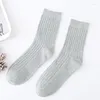 Men's Socks Business Solid Color Strip Sweat Absorption Pattern Mid-tube