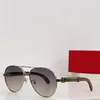 Новый модный дизайн солнцезащитных очков для пилотов 0425S с металлической оправой и деревянными дужками простой формы, универсальный и популярный стиль, защитные очки для улицы UV400