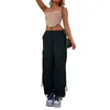Pantaloni da uomo cinturino Hip Hop da donna 2023 sciolto multitasche elastico tinta unita tubo dritto abbigliamento da lavoro Casual