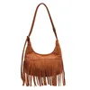 Sacos de noite 2023 Vintage PU Couro Boho Tassel Mulheres Bolsas Senhoras Western Fringe Crossbody Bag Bolsa de Ombro