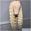 Synthetische Perücken Tiefe Welle Frontal Keine Spitze Weinrot 613 Blonde Farbe Brasilianisches Menschenhaar Für Schwarze Frauen Wasser Wellige Perücke Cosplay Dro DHKG8