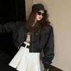 Damenjacken, koreanischer Stil, Vintage-Stil, abgeschnittener Bomber für Streetwear, Kurzmantel, Übergröße, Harajuku, modischer Reißverschluss, ästhetische Oberbekleidung