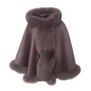 Foulards manteau de laine contenu châle avec capuche à bord de fourrure 210731 pull de luxe noir étole violet vestes de culture robe manteaux de dessus