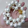 LLRARE énorme collier de perles de coquillage des mers du Sud blanches de 16 mm 18 2231