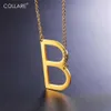 Collare Collana girocollo iniziale Donna Colore oro Alfabeto Regalo Gioielli in acciaio inossidabile 316L Lettera laterale B Uomo N004 Girocolli216f