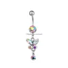 Navel Bell -knappringar D0347 6 Färger Mix Belly Body Piercing smycken Dingle Accessories Fashion Charm Butterfly 20pcslot5211321 DHQCE