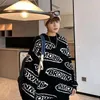 Kamizelki męskie Korea Fashion Fashion Swater okrągły szyi Koszulka Sweter Street Letter Printed Harajuku Tops workowate męskie pulovery