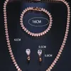 Ketting Oorbellen Set Luxe Mode Kristal Zirconia Armband Drie Stukken Vrouwen Bruiloft Accessoires Jurk Styling Sieraden