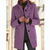 Damen Wollmischungen Herbst Winter Damen Mantel Vintage Solid Button Stehkragen Wollmantel Mode Damen Casual Dicke Jacke 231016