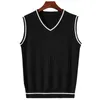 Men's Vests Top Quality Autum Winter Fashion Brand Slim Fit Knit V Neck Sweater Vest Men Trendy Sleeveless Casual Clothes