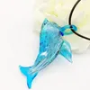 Pingente colares 1 conjunto estilo chinês vidro murano na moda criativo diy azul amor golfinho colar para mulheres animal charme jóias presente