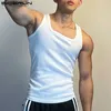 Herrespår 2023 män tank tops fast färg o-hals ärmlös träning casual västar fitness sommar streetwear män kläder s-5xll231016