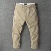 Herrenhose, Retro-Baumwolle, lässig, strapazierfähig, Arbeitskleidung, einfarbig, Cargo, modisch, locker, gerade, Outdoor, Wandern