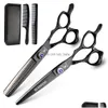 Hår sax Xuan Feng Sier Clipper 6 Inch Japan 440C Steel Thinning and Cutting Set Shear Barber Tools5360322 Drop Delivery Producera DHW9J
