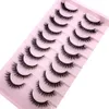 Faux-cils 10 paires 3D Faux vison cheveux Faux cils naturel désordre cils entrecroisé vaporeux moelleux cils Extension outils de maquillage des yeux 231016