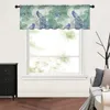 Curtain Peacock Leaves Green Blue Short Sheer Window Tulle Curtains For Kitchen Bedroom Home Decor Small Voile Drapes