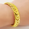 Kedja Pure Gold Color Men's Jewelry Drop Wholesale 12mm Armband för män 20 cm Long Fashion Women 231016