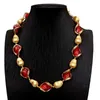 Anhänger KKGEM 20'' 20x23mm Rot Murano Glas Vergoldet Gebürstete Perlen Halskette Frauen Kragen Choker Halsketten Schmuck