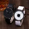 Montres-bracelets Simple Cadran Quartz Montres Ins Casual Blanc Noir Couple Bracelet En Cuir Horloge Montre Pour Hommes Femmes Relojes Para Mujer