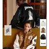 Chaquetas para Hombres Y2K Costuras Vintage Bordado Uniforme de Béisbol de Ajuste Suelto Otoño e Invierno Chaqueta de Tendencia con Solapa de Castillo para Velas para Hombres x1016