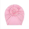 Dammiga rosa nyfödda flickor blommor beanie spädbarn bebe söt motorhuv stripe turban hattar barn bebe hår tillbehör