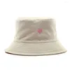 Berretti Cappello vintage con motivo a cuore ricamato da strada Parasole elegante Berretto in stile coreano giapponese Secchiello da sole per donna su due lati