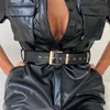 Casual Dresses Solid Pu Leather Dress Women Short Sleeve Turn Down Collar Shirt Sexy Belted Party Black Vestidos Mujer294h