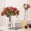 Decorative Flowers Cranberry Artificiales Blueberry Berries Bouquet Silk Rose Artificial Plant Home Decor Wedding Decoration