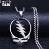 AFAWA Grateful Dead Skull Stainless Steel Chain Necklace for Men Women Silver Color Necklace Jewelry cadenas mujer N4206S03255S