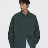 Men's Casual Shirts Mens Long Sleeve Jeans Shirt Streetwear Hip Hop Button Vintage Fashion Loose Tassel Grey/green Camisas De Hombre