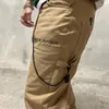 Erkek Pantolon Gençlik Temsilcisi Üç Boyutlu Logo Slogan İşlemeli İş Kıyafetleri Fermuar Amerikan ve Kadınlar