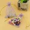 Pochettes à bijoux 200 pièces/lot, sacs en Organza à motif d'étoile et de lune de couleur violette, sac cadeau pour cadeaux de mariage, 7x9cm