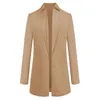 Ternos femininos blazers outono inverno estilo europeu e americano moda cor sólida gola alta feminino casaco de lã 231016