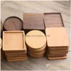 Mats Pads Wooden Coasters Black Walnut Coffee Tea Cup Natural Non Slip Teapot Drink Home Bar Tools Drop Delivery Garden Kitchen Di Dhr3H