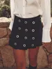 Frauen Shorts Metall Ring Verziert Mini Rock Mittlere Taille Zurück Zipper Solide Röcke Für Frauen Streetwear Vintage Weibliche Faldas
