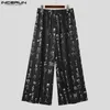 Mannen Broek INCERUN 2023 Chinese Stijl Mannen Broek Mode Kunst Woord Print Wijde Pijpen Pantalons Casual Losse All-match Rechte Broek S-5XL