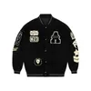 Herrjackor Street Heavyweight Baseball Uniform herrkläder 2023 Spring och Autumn V-Neck Par Löst passande mode Hip-Hop Jacket x1016