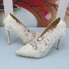 Robe chaussures Baoyafang peu profonde fleur blanche mode mariage mariée talons hauts bout pointu dames pompes de fête