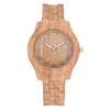 Montres-bracelets Montres de luxe Dames Grain de bois Simple Quartz Montre-bracelet Simplicité Rétro Hommes Design Horloge Cadeau Relogio Mujer Masculino