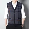 Heren Vesten Dikker Vest Trui Diepe V-hals Gebreid Vest Mannen Trendy Mohair Mouwloze Casual Kleding 22515