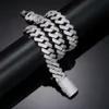 Luxury Men Hip Hop Jewelry 14mm 925 Sterling Silver Micro Paled 3 Rows VVS Moissanite Iced Out Cuban Link Chain Necklace